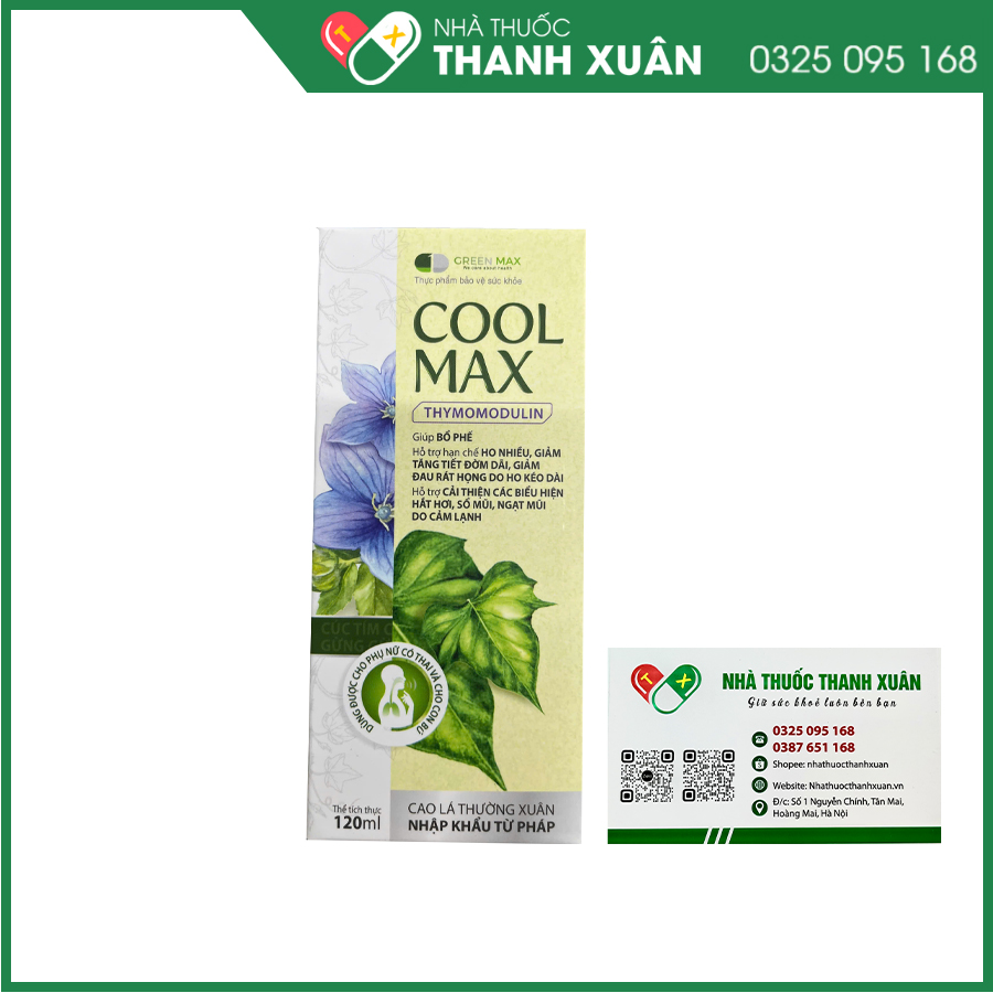 Cool Max siro bổ phế giúp hỗ trợ giảm ho, giảm sổ mũi ngạt mũi do cảm lạnh